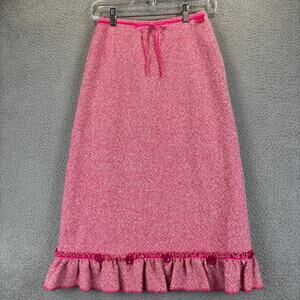 Y2k Oilily Skirt Small Coquette Twee Feminine Girlie Mohair Tweed Ruffle Hem VTG